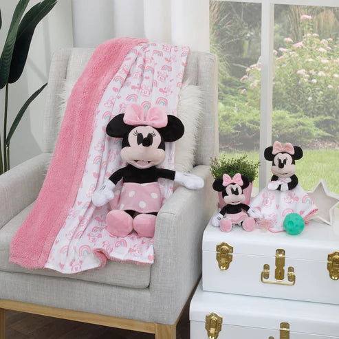 Disney Minnie Mouse Black, White, and Pink Plush