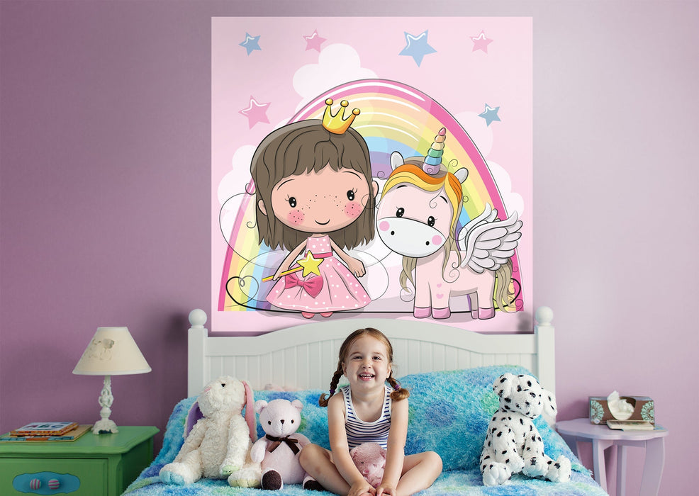 Fathead Nursery Princess: Princess and Unicorn Mural - Removable Wall Adhesive Decal