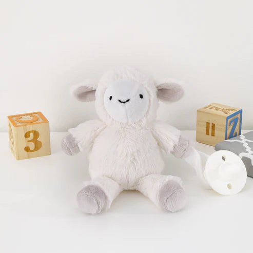 Little Love by NoJo Lamb Shaped White and Taupe Plush Pacifier Buddy