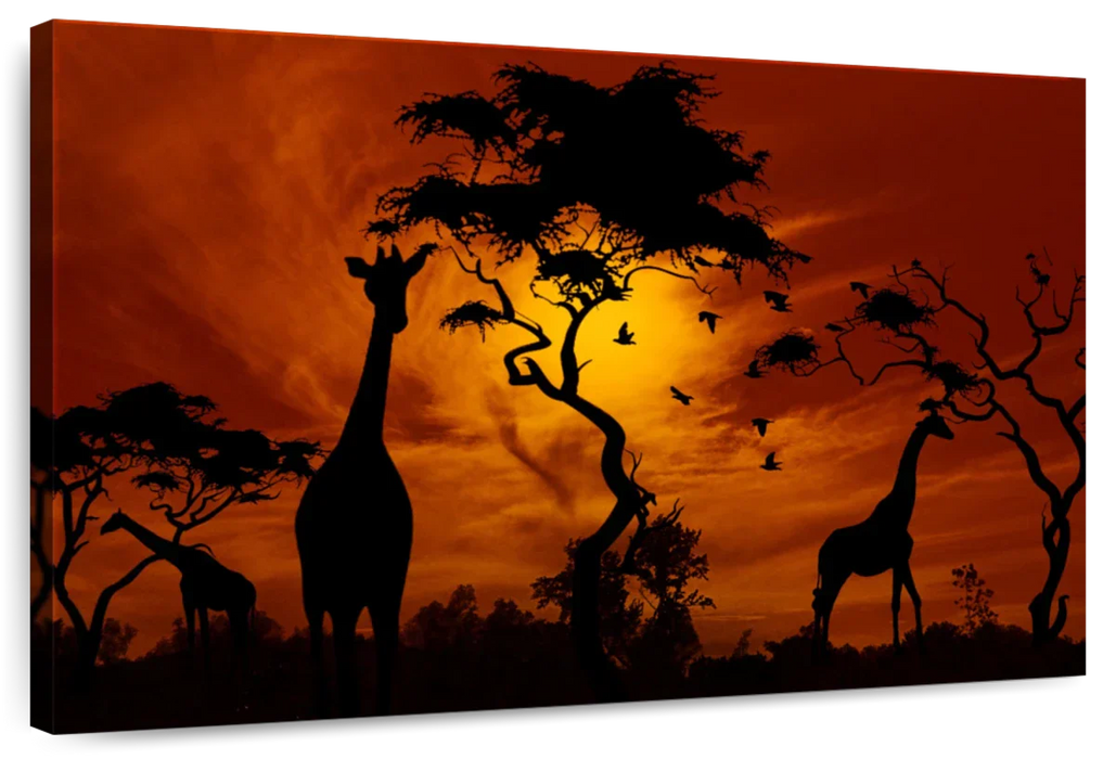 ElephantStock Silhouetted African Giraffes Wall Art