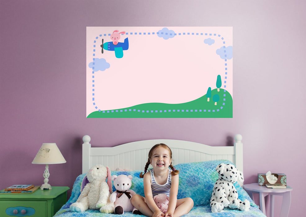 Fathead Nursery: Planes Pink Rabbit Dry Erase - Removable Wall Adhesive Decal