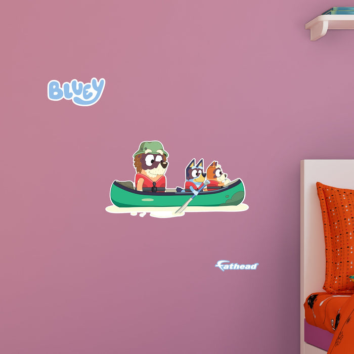 Fathead Bluey: Grandad, Bluey, Bingo Canoe Icon - Officially Licensed BBC Removable Adhesive Decal