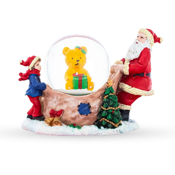 BestPysanky Santa's Teddy Surprise Mini Water Snow Globe