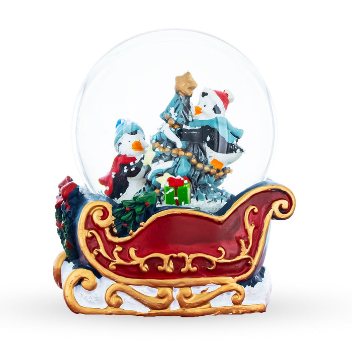 BestPysanky Penguin Sleigh Ride Mini Water Snow Globe