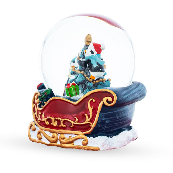 BestPysanky Penguin Sleigh Ride Mini Water Snow Globe