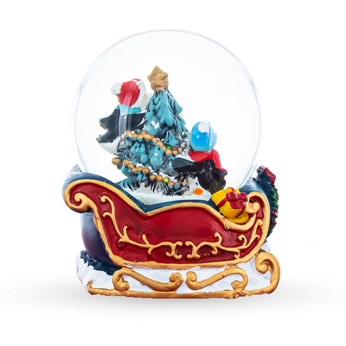 BestPysanky Penguin Sleigh Ride Mini Water Snow Globe