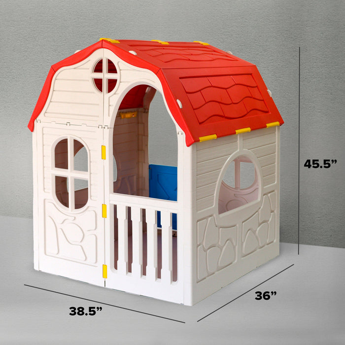 Ram Quality Products Kid's Cottage Foldable Plastic Toddler Outdoor Playhouse