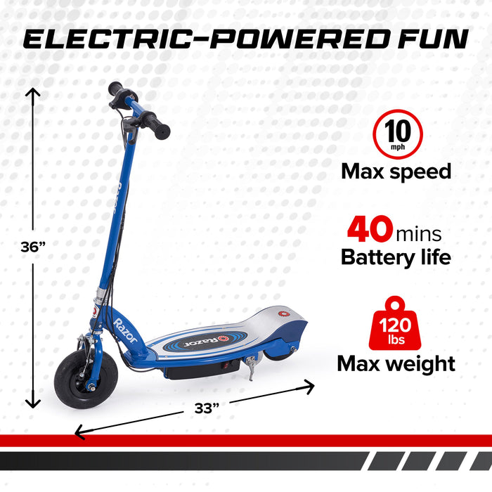 Razor E100 Kids Ride On 24V Motorized Powered Electric Kick Scooter Toy, Blue