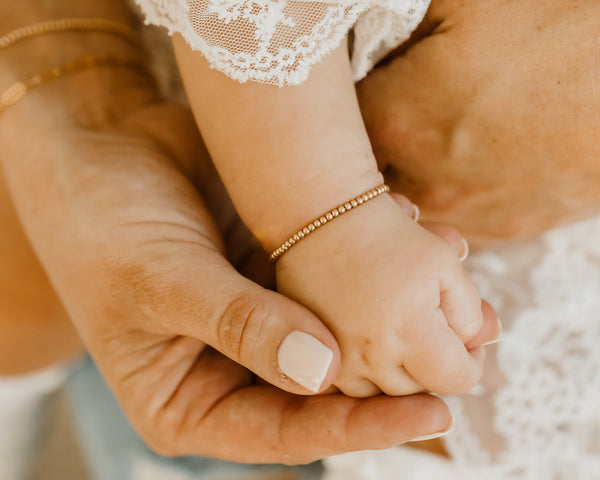 Reverie Threads Mommy & Me Dainty Gold Beaded Bracelet - 14K Gold Filled