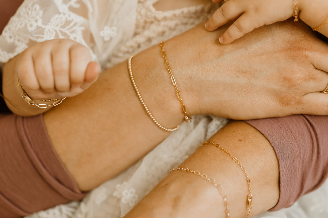 Reverie Threads Mommy & Me Dainty Gold Beaded Bracelet - 14K Gold Filled