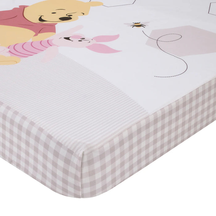 Disney Winnie the Pooh Hugs and Honeycombs "Dreams as Sweet as Honey"  Photo Op Fitted Crib Sheet
