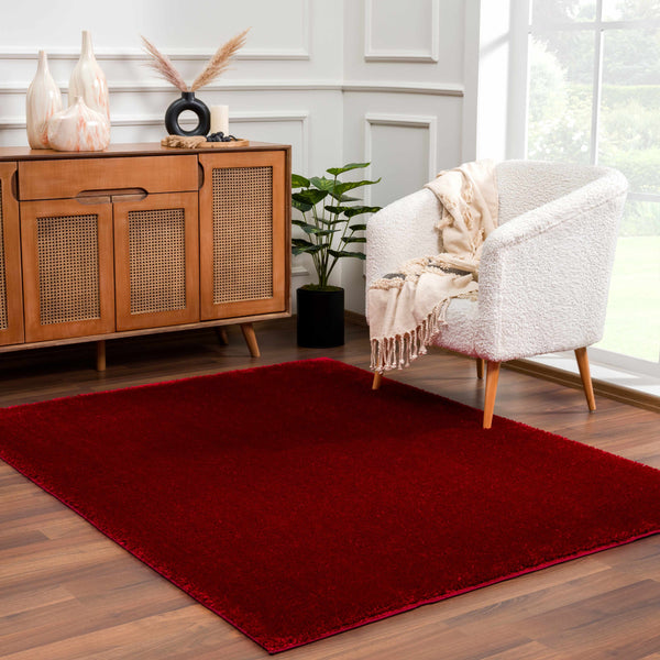 Hauteloom Heavenly Solid Red Plush Rug