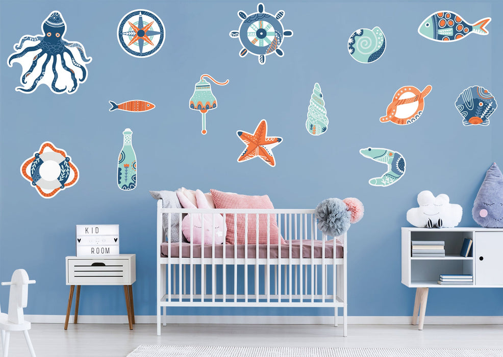 Fathead Nursery:  Ocean's Essentials Collection        -   Removable Wall   Adhesive Decal