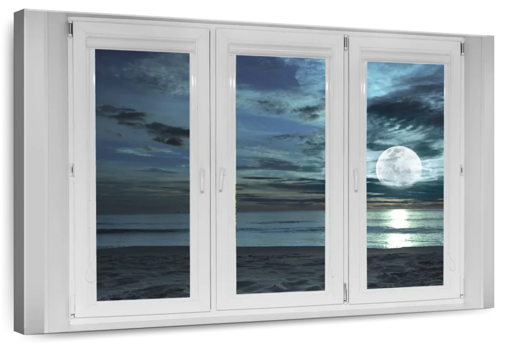 ElephantStock Window To Moonlit Beach Wall Art