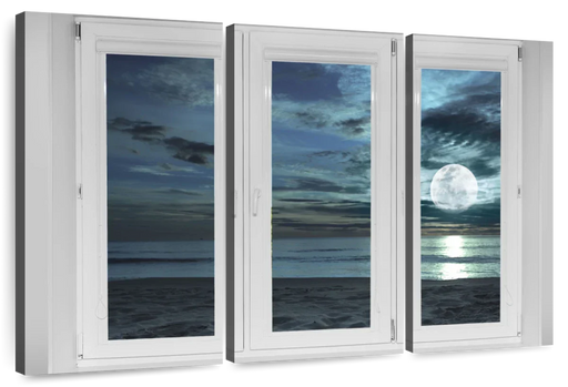 ElephantStock Window To Moonlit Beach Wall Art