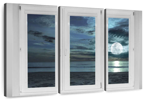 ElephantStock Window To Moonlit Beach Wall Art