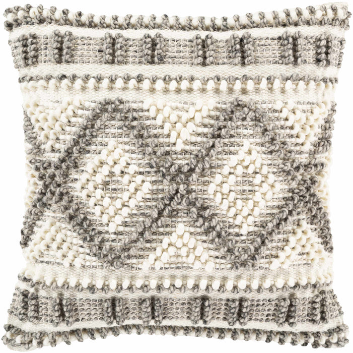 Hauteloom Sagamore Cream Trellis Wool&Cotton Throw Pillow