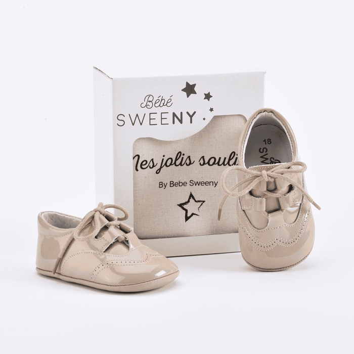 Bebe Sweeny Baby Sand Patent Leather Pre-Walker Shoes