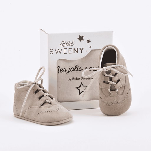 Bebe Sweeny Boys Sand Suede Leather Pre-Walker Lace Shoes