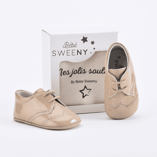 Bebe Sweeny Boys Sand Patent Leather Pre-Walker Lace Shoes