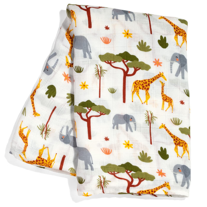 Rookie Humans Crib sheet and Swaddle bundle - In The Savanna