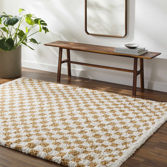 Hauteloom Kieu Yellow & White Checkered Area Rug