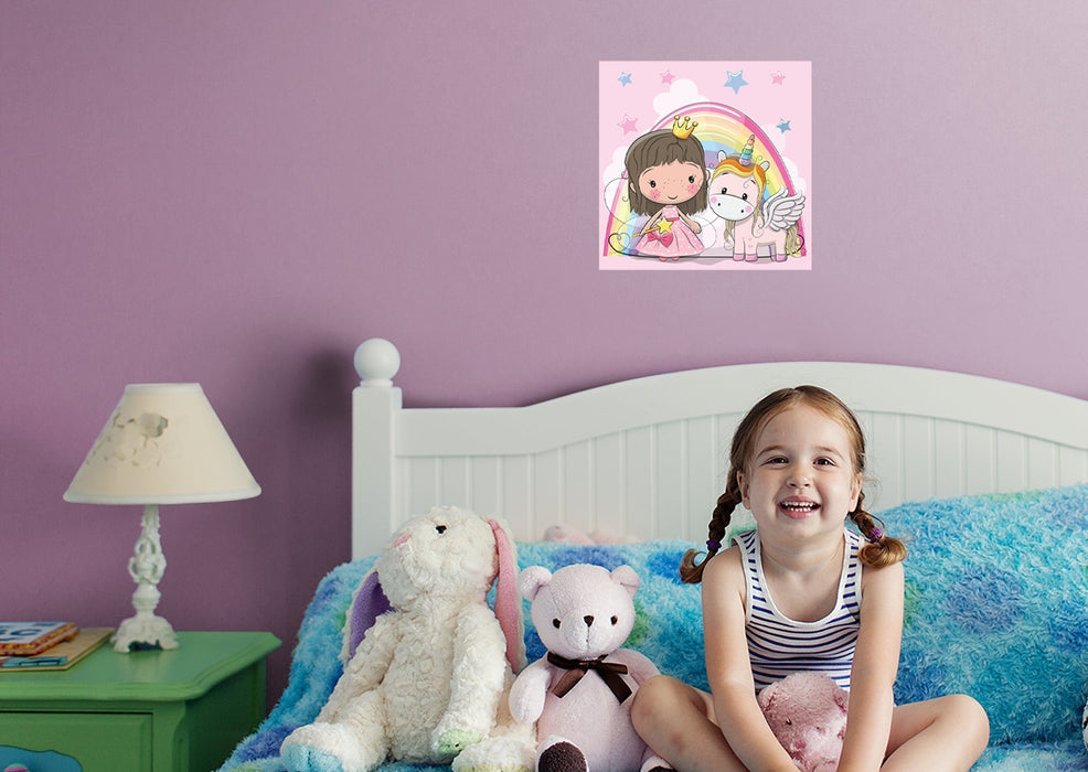 Fathead Nursery Princess: Princess and Unicorn Mural - Removable Wall Adhesive Decal