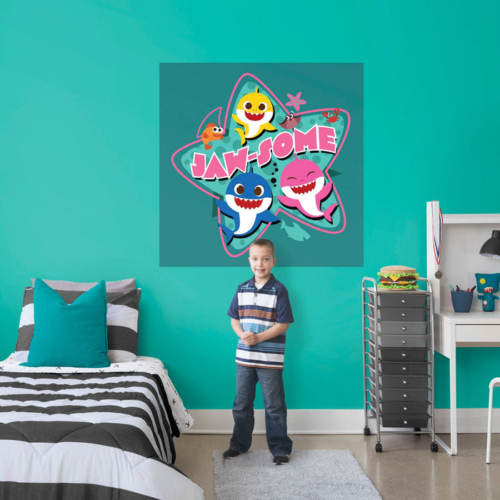 Fathead Baby Shark: Happy Friends Poster - Officially Licensed Nickelodeon Removable Adhesive Decal