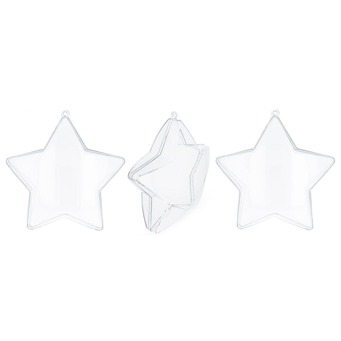 BestPysanky Set of 3 Clear Plastic Star Ornaments 3.25 Inches (83 mm)