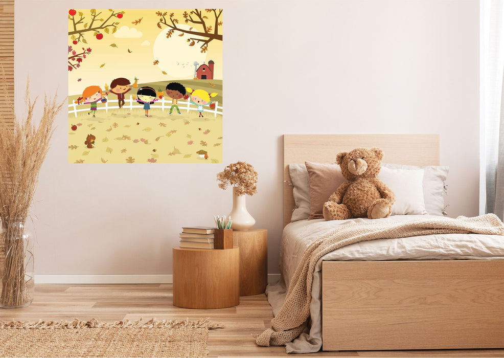 Fathead Seasons Decor: Autumn Kids in the Garden Mural - Removable Wall Adhesive Decal