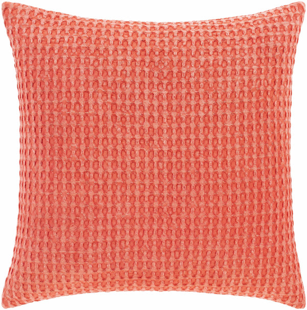 Hauteloom Solvang Textured Coral Cotton Square Throw Pillow