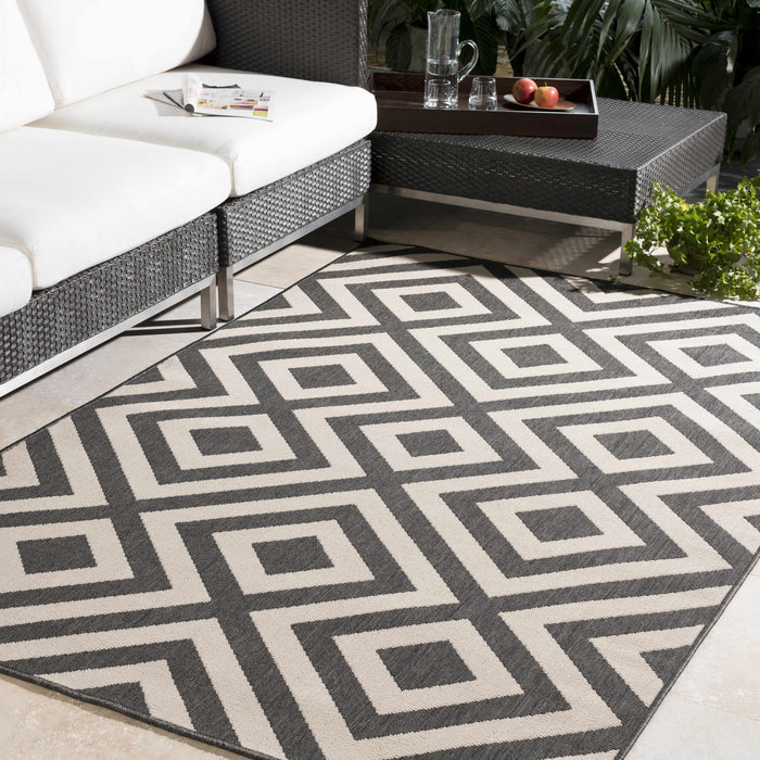 Hauteloom Spilsby Black Trellis Outdoor Rug