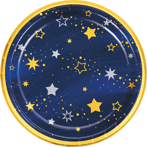 Party Decorations Starry Night Dinner Plate, Stars, Foil 8ct