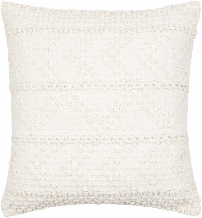 Hauteloom Sumiton White Textured Crochet Cotton Throw Pillow