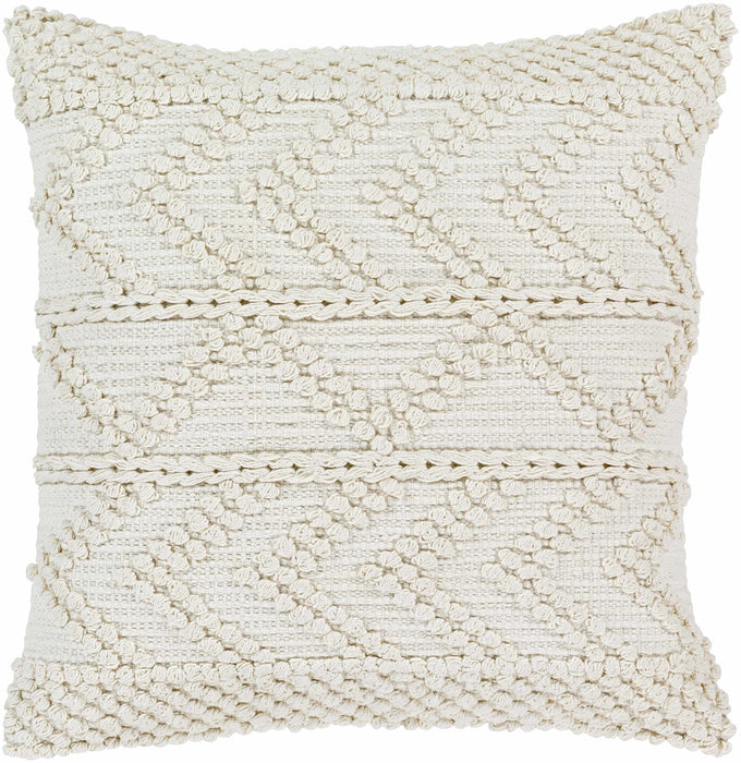 Hauteloom Sumiton White Textured Crochet Cotton Throw Pillow