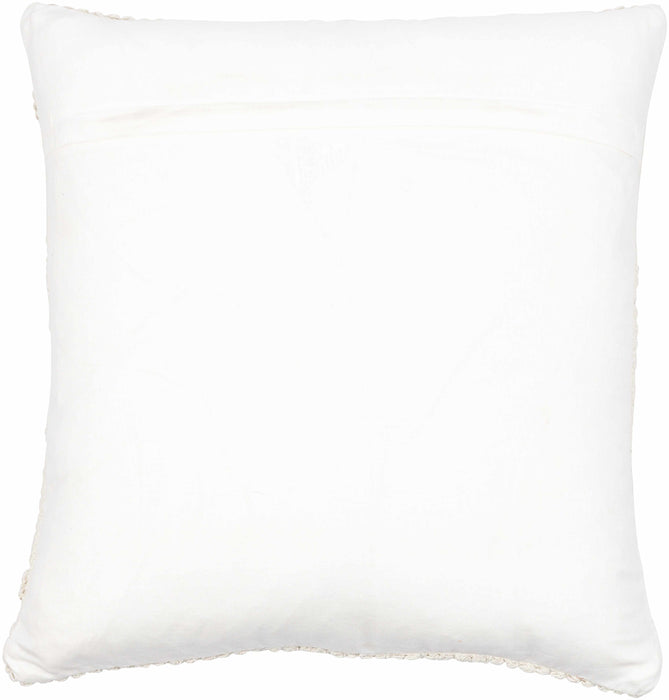 Hauteloom Sumiton White Textured Crochet Cotton Throw Pillow