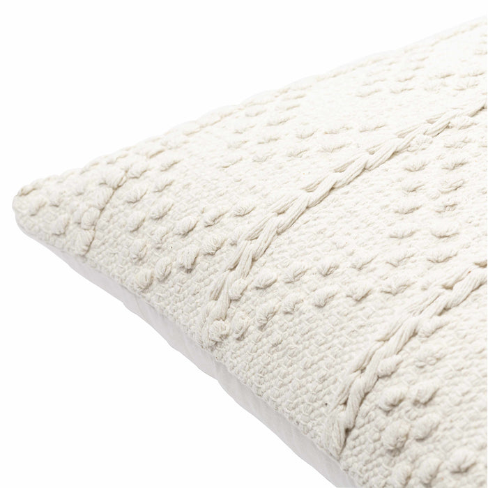 Hauteloom Sumiton White Textured Crochet Cotton Throw Pillow