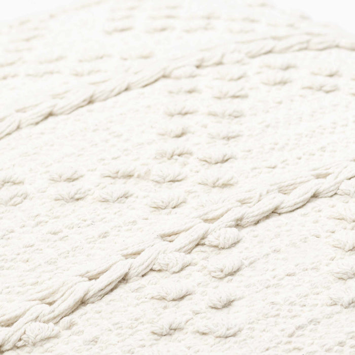 Hauteloom Sumiton White Textured Crochet Cotton Throw Pillow