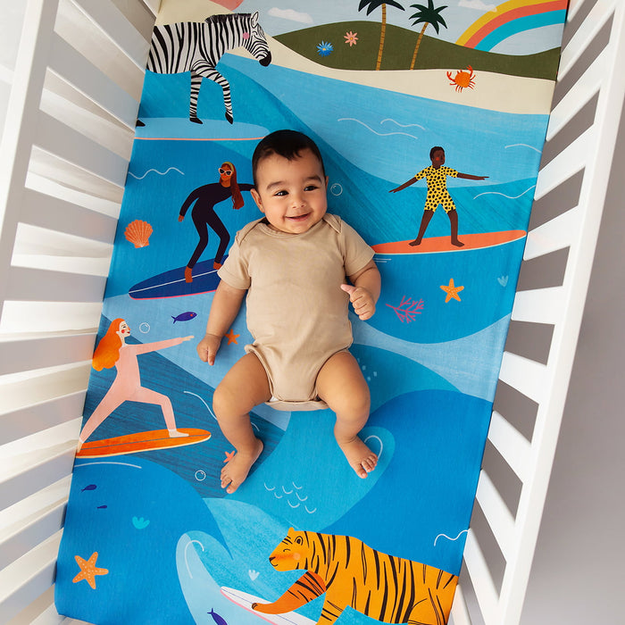 Rookie Humans Surfing Safari Standard Size Crib Sheet