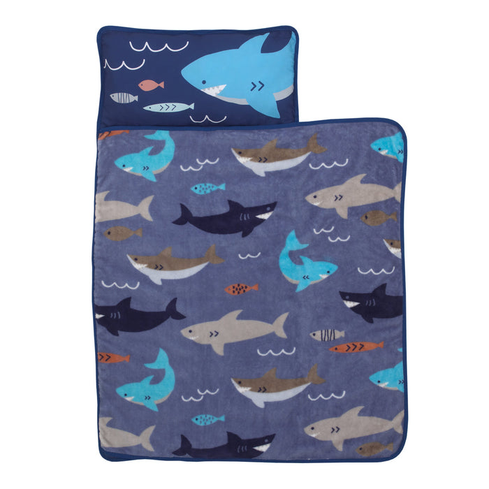 Everything Kids Shark Toddler Nap Mat with Pillow and Blanket