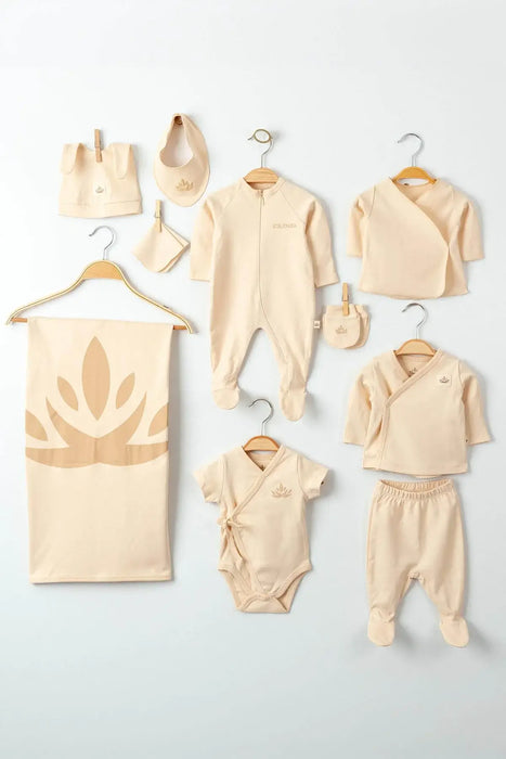 THA Dressing Organic Cotton Newborn Beige Coming Home Set - 10 Pcs