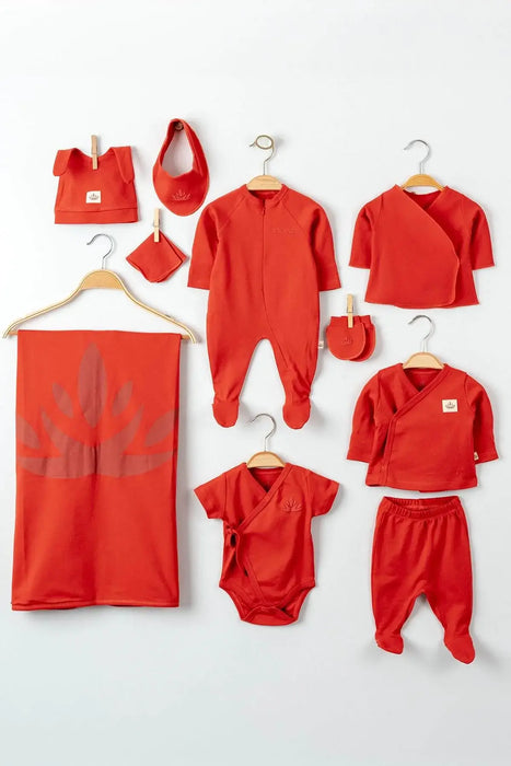 THA Dressing Organic Cotton Newborn Red Coming Home Set - 10 Pcs