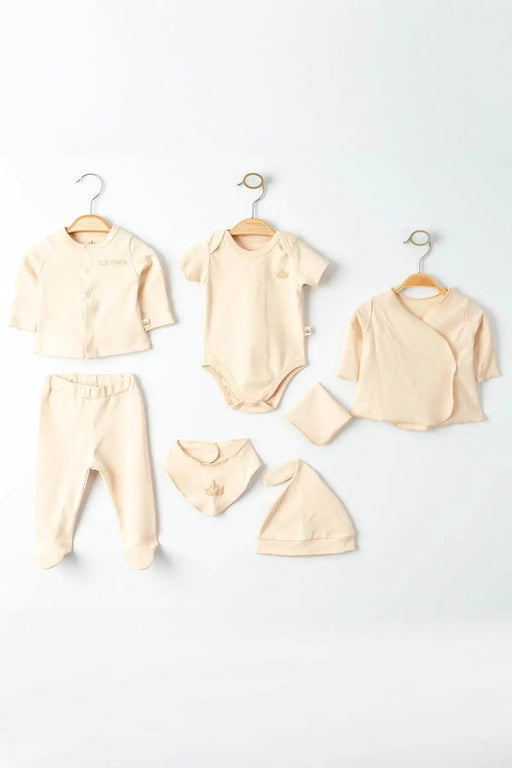 THA Dressing Organic Cotton Newborn Beige Coming Home Set - 7 Pcs