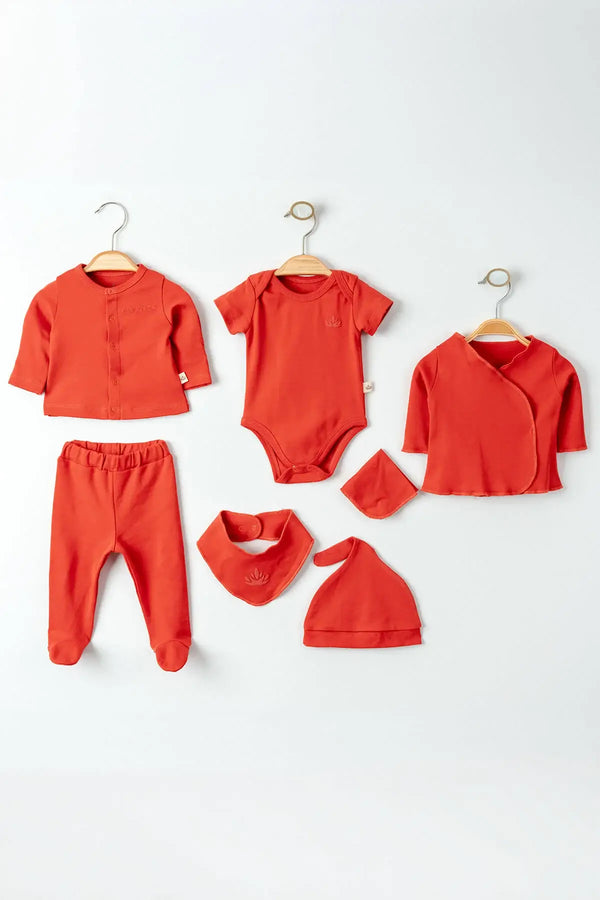 THA Dressing Organic Cotton Newborn Red Coming Home Set - 7 Pcs