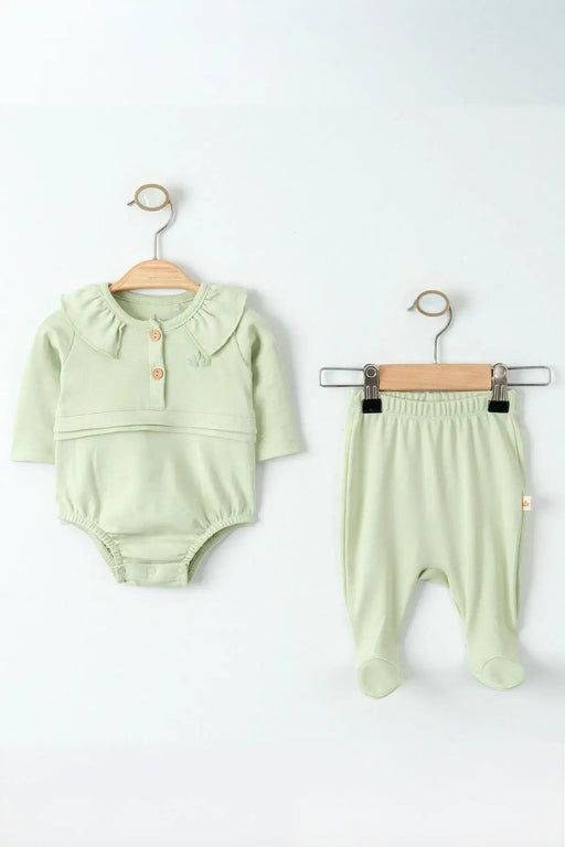 THA Dressing Organic Cotton Green Bodysuit and Pant Set