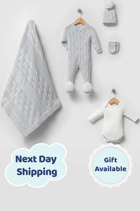THA Dressing Daniel Blue Newborn Knit Coming Home Set (5 pcs)