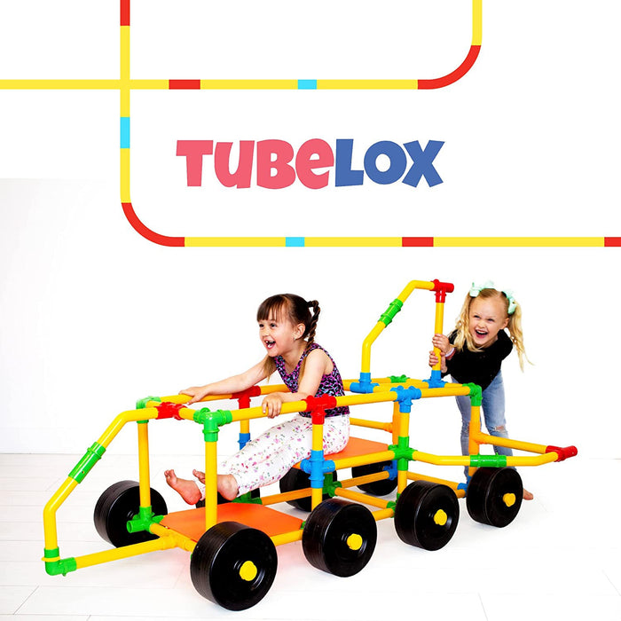 Tubelox Deluxe 220 Piece Building and Construction Kids Toy Set with Storage Bag