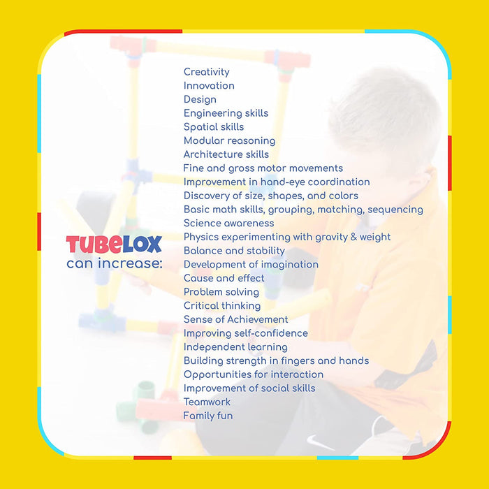 Tubelox Deluxe 220 Piece Building and Construction Kids Toy Set with Storage Bag