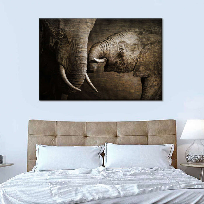 ElephantStock Affectionate Elephants Wall Art