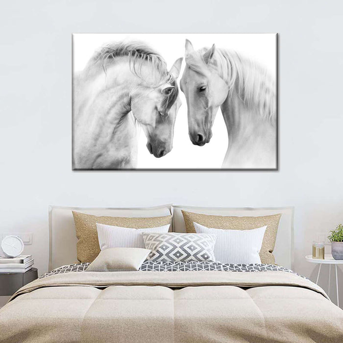 ElephantStock White Horse Couple Wall Art